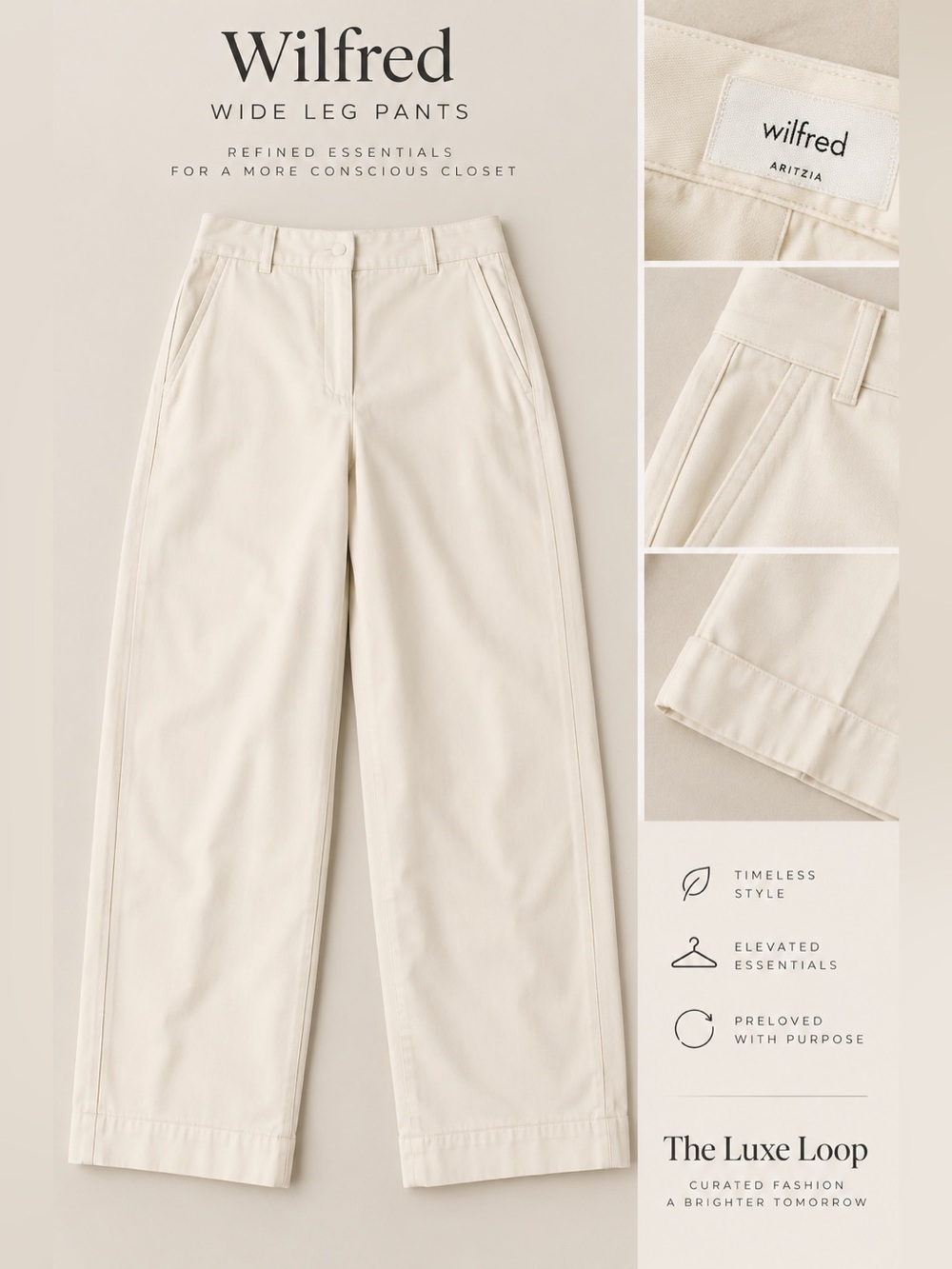 Wilfred Wide Leg Pants in Cream
